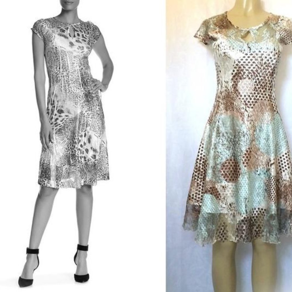 Komarov slinky midi dress dot print net detail Lrg